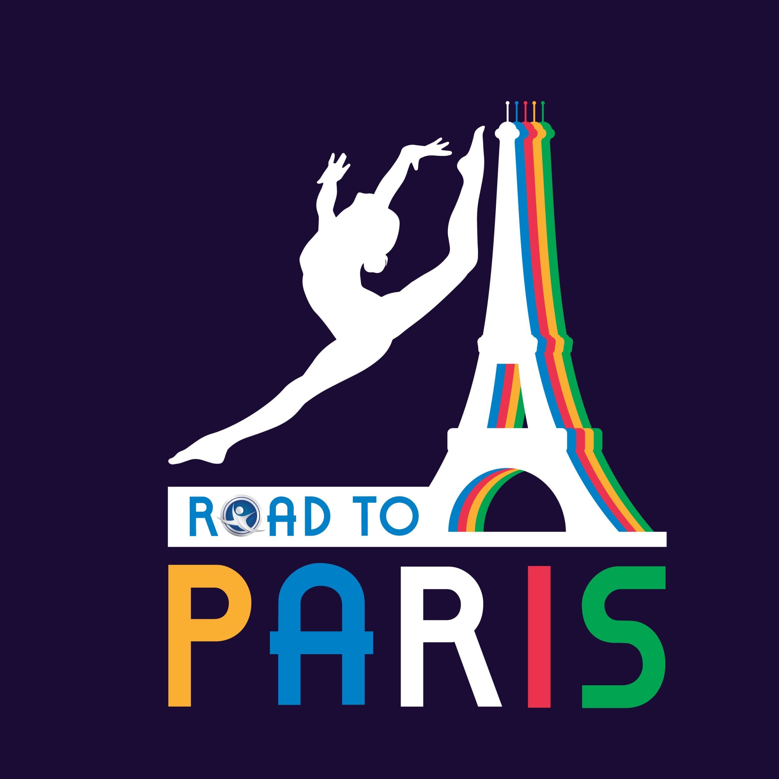 Road to Paris gymnastics logo Tumbl Trak